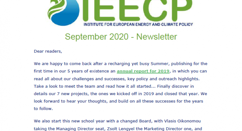 IEECP NEWSLETTER, ISSUE SEPTEMBER 2020